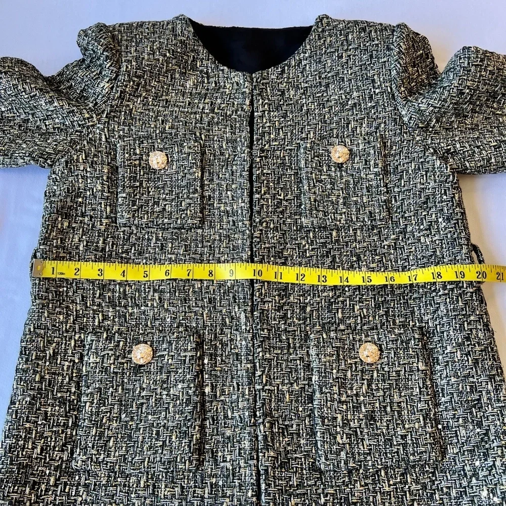 *FIRM PRICE* Tweed Sequin Embellished Gold, Black, and Cream Blazer